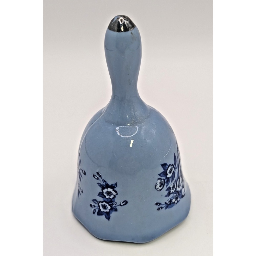 1979 Blue Porcelain 3.5" Bell Spencer Gifts Vintage Praying Hands